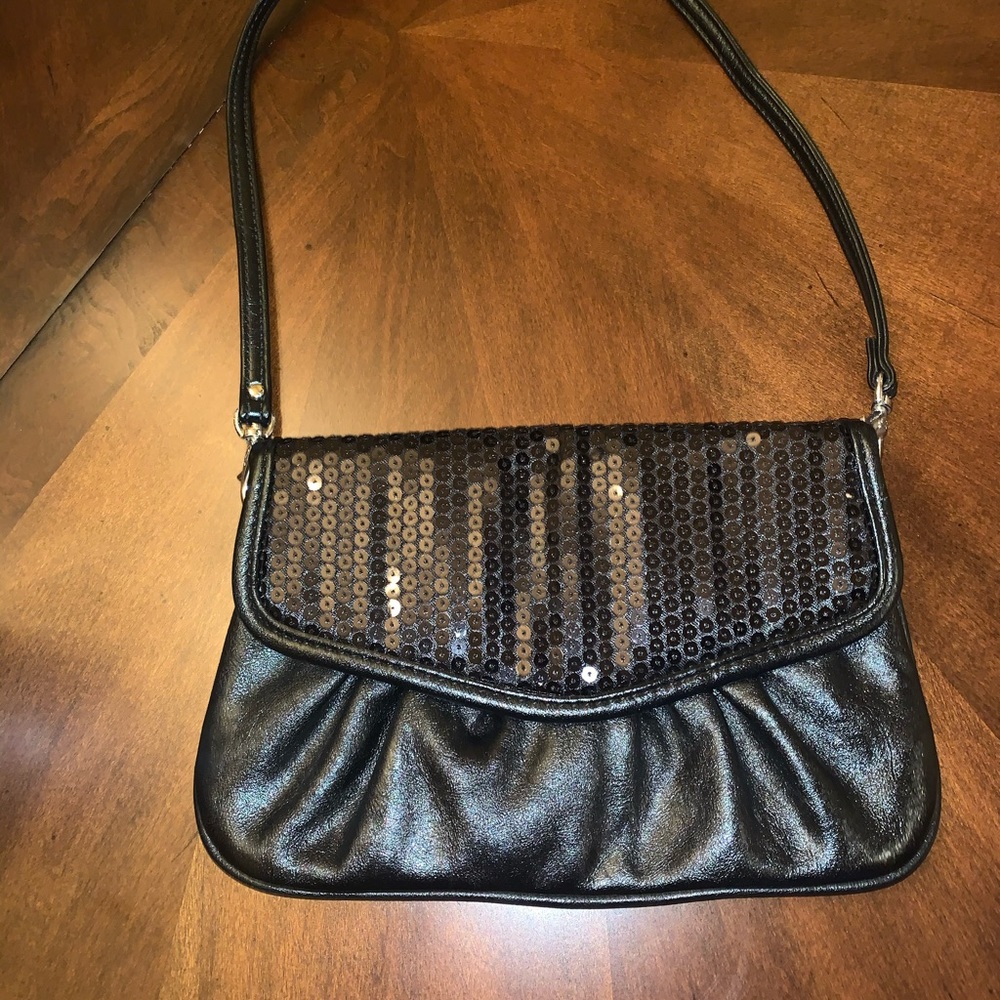 ***Nwot - Grace Adele Sequin Black Handbag - image 3